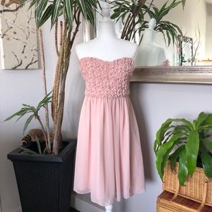 CALVIN KLEIN Blush Pink Strapless Rosette Dress 8